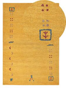 Sárga gabbeh gyapjúszőnyeg 140 x 200 cm AKALAN