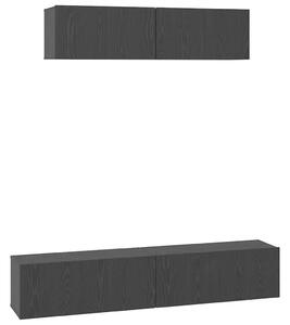 Fali TV Szekrény 4 pcs Fekete tölgy Kicsi 80 x 30 x 30.5 cm