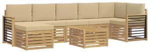 VidaXL Kültéri kanapé szett 8 pcs Fehér és Bézs 59 x 59 x 37 cm