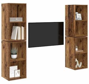 Fali TV Szekrény 4 pcs Régi fa 37 x 37 x 72 cm Faanyag