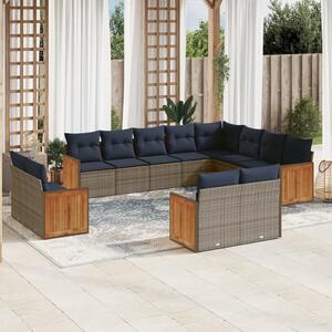 VidaXL 12 db szürke polyrattan kerti kanapégarnitúra párnákkal