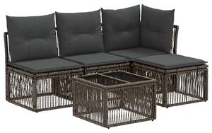 VidaXL Kerti Kanapé Szett 5 pcs Szürke polirattan