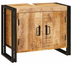 Fürdőszobai mosdószekrény 71 x 33 x 58 cm Tömör mangófa és vas