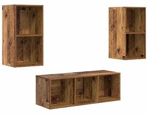 TV Szekrény Szett 3 pcs Régi fa 37 x 37 x 107 cm Faanyag