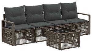 VidaXL Kerti Kanapé Szett 5 pcs Szürke polirattan