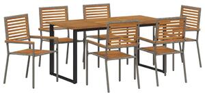 VidaXL Kert étkező szett 7 pcs Szürke Tömör Akácfa