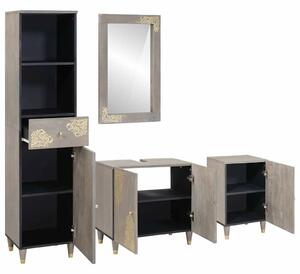 Fürdőszoba bútor szett fiókkal 4 pcs Szürke 62 x 33 x 58 cm