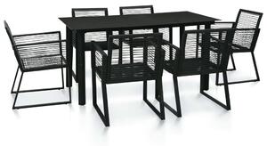 7 részes fekete PVC rattan kültéri étkezőgarnitúra