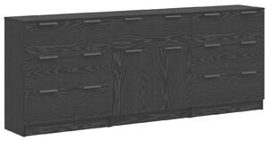 VidaXL Széf fiókkal 3 pcs Fekete tölgy 181 x 30 x 70 cm Faanyag