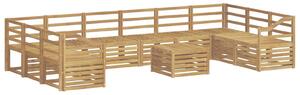 VidaXL Kültéri kanapé szett 11 pcs Fehér 59 x 59 x 37 cm Tömör Akácfa