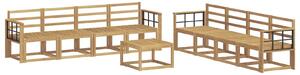 VidaXL Kültéri kanapé szett 9 pcs Fehér 59 x 59 x 37 cm Tömör Akácfa
