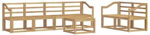 VidaXL Kültéri kanapé szett 7 pcs Fehér 59 x 59 x 37 cm Tömör Akácfa