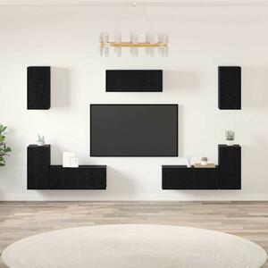 TV szekrény garnitúra 7 pcs Musta tammi 80 x 30 x 30 cm Faanyag