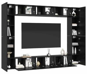 TV szekrény garnitúra Falra szerelhető 10 pcs Musta tammi