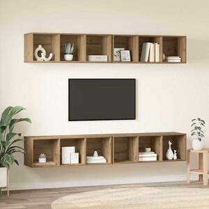 Fali TV Szekrény 4 pcs kézműves tölgy 37 x 37 x 107.5 cm