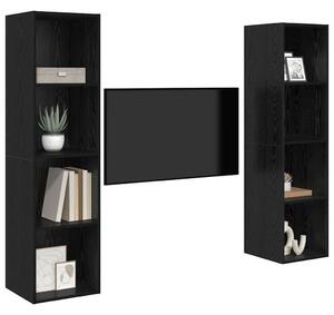 TV szekrény 2 pcs Fekete 37 x 37 x 142.5 cm Faanyag