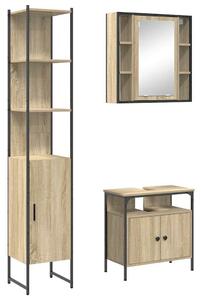 Fürdőszoba bútor szett 3 pcs sonoma tölgy 33 x 33 x 185.5 cm
