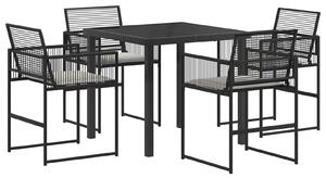 VidaXL Kert étkező szett 5 pcs Fekete polirattan