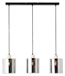 WEALD függeszték lámpa, E27 3x60W, fekete/füst üveg, fa - Brilliant-99895/93