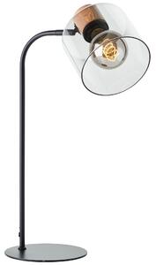 WEALD asztali lámpa, E27 1x60W, fekete/füst üveg, fa - Brilliant-94707/93