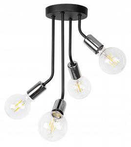 Glimex Louis fix mennyezeti lámpa fekete króm 4x E27 + ajándék LED izzók
