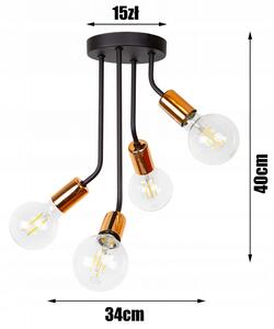 Glimex Louis fix mennyezeti lámpa fekete króm 4x E27 + ajándék LED izzók