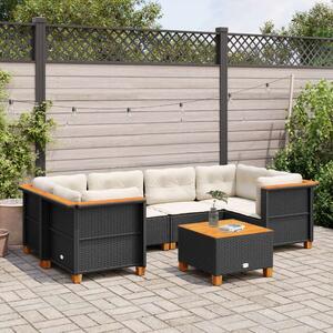 VidaXL Polyrattan Kerti Ülőgarnitúra - 7 részes - Fekete