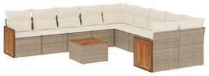 VidaXL Polyrattan Kerti Ülőgarnitúra - Bézs - 11 részes