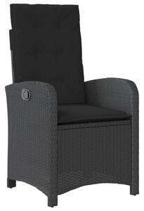 VidaXL 5 részes fekete polyrattan kerti étkezőgarnitúra párnákkal