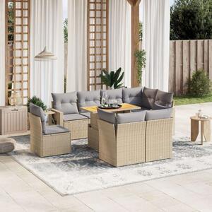VidaXL Polyrattan Kerti Ülőgarnitúra - 9 részes - Bézs