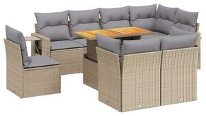 VidaXL Polyrattan Kerti Ülőgarnitúra - 9 részes - Bézs