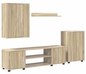 4 részes TV szekrény szett 4 pcs sonoma tölgy Faanyag