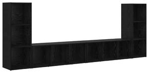 TV szekrény 4 pcs Musta tammi 37 x 35 x 107.5 cm Műanyag Fa