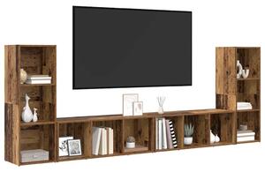 TV szekrény 4 pcs Régi fa 37 x 35 x 107.5 cm Műanyag Fa