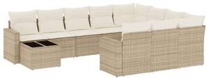 VidaXL Polyrattan Kerti Ülőgarnitúra - Bézs - 11 részes