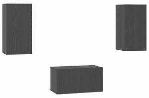 TV szekrény garnitúra 3 pcs Musta tammi 60 x 30 x 30 cm Faanyag
