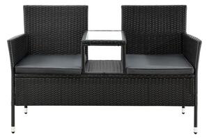 Monaco 2 személyes polyrattan kerti pad asztallal fekete-szürke 200163