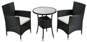Bayamo polyrattan balkonszett kávézó szett 2 személyes fekete-krém 200192