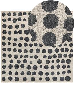 Fekete és bézs gyapjúszőnyeg 200 x 200 cm HAVRAN