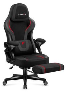 Gamer szék, szövet, lábtortóva, carbon, fekete