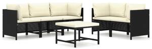 VidaXL Polyrattan Kerti Ülőgarnitúra - 6 részes - Fekete