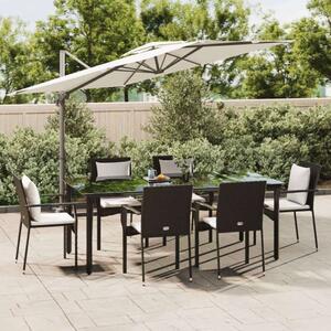 Polyrattan Kerti Étkezőgarnitúra - 7 részes - Fekete