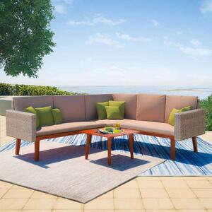 VidaXL 4-részes szürke polyrattan kerti bútorszett párnákkal