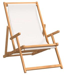 Krémszínű tömör tíkfa összecsukható strandszék