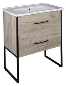 TMP IRON 75 álló fürdőszobabútor - Lava porcelán mosdóval - 76 x 46 cm