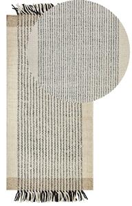 Fekete és bézs gyapjúszőnyeg 80 x 150 cm DIVARLI