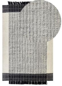 Fekete és fehér gyapjúszőnyeg 140 x 200 cm KETENLI