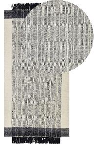 Fekete és fehér gyapjúszőnyeg 80 x 150 cm KETENLI