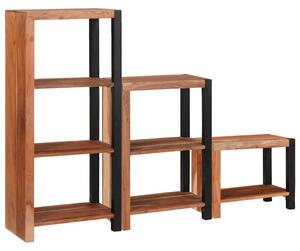 Könyvespolc 3 pcs Barna 50 x 30 x 110 cm Tömör akácfa