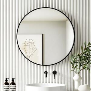 TMP IRON fürdőszobai tükör - FEKETE keret - kerek - 80 cm